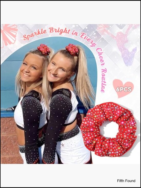 6 Pcs Sparkly Rhinestone Scrunchies Cheerleading Hair Ties main image 7